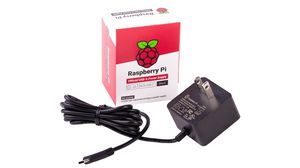 Raspberry Pi - laddare, 5 V, 3 A, USB typ C, US-kontakt, svart